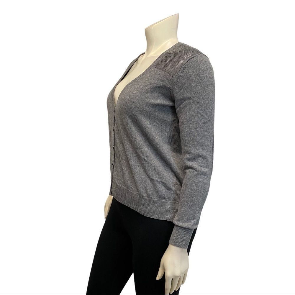 Torrid Gray Button Down Sequins Shoulder Sweater - image 3